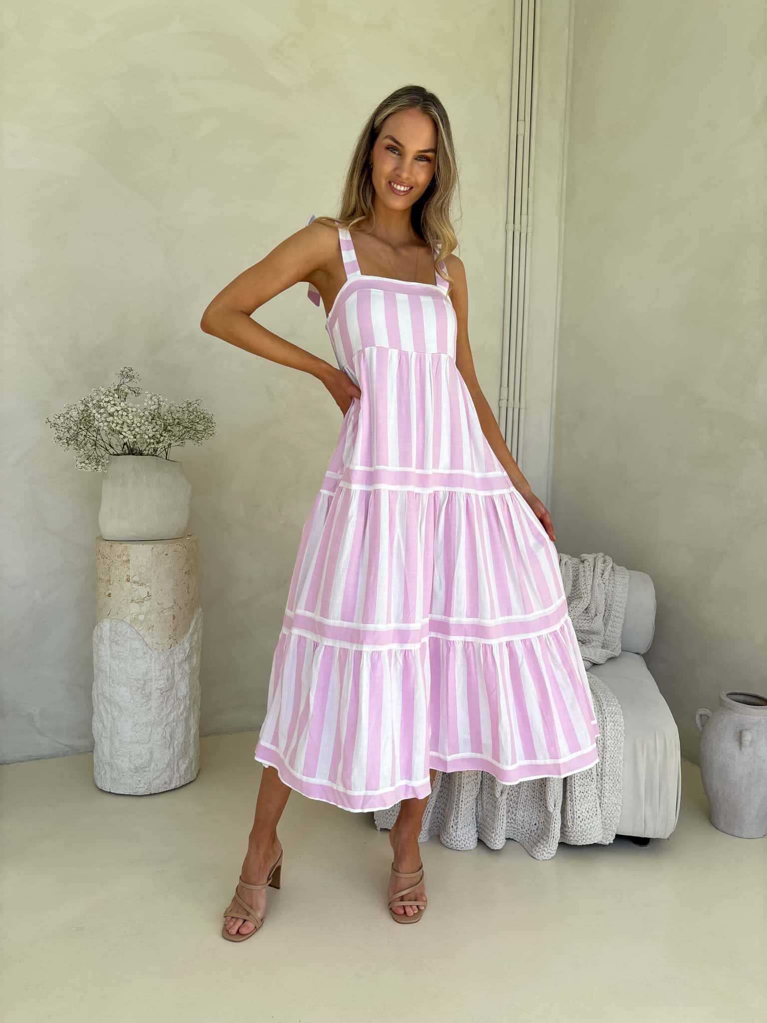 Cleo Maxi Dress - Light Orchid Stripe - Image 4
