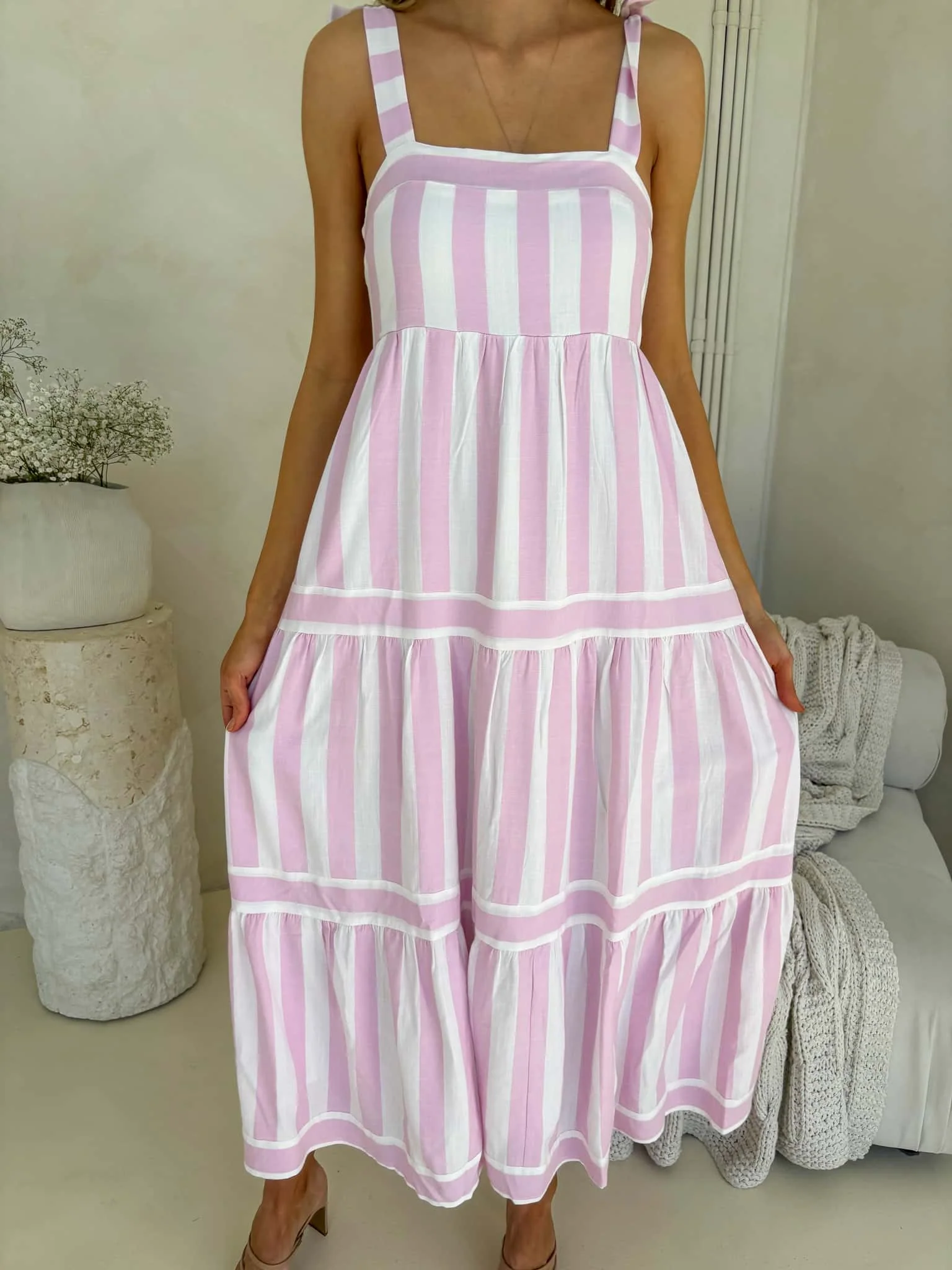 Cleo Maxi Dress - Light Orchid Stripe - Image 5
