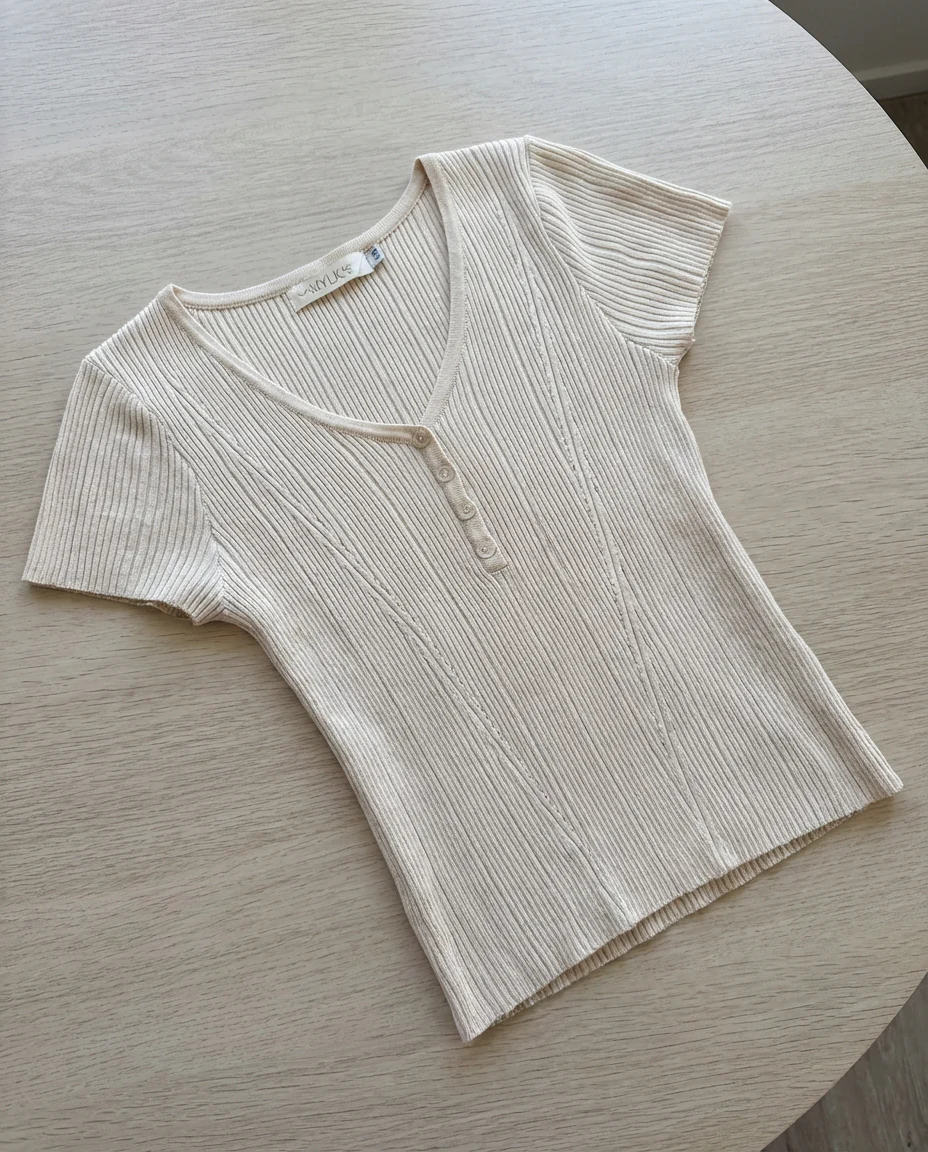 Esme Knit Tee - Beige - Image 4