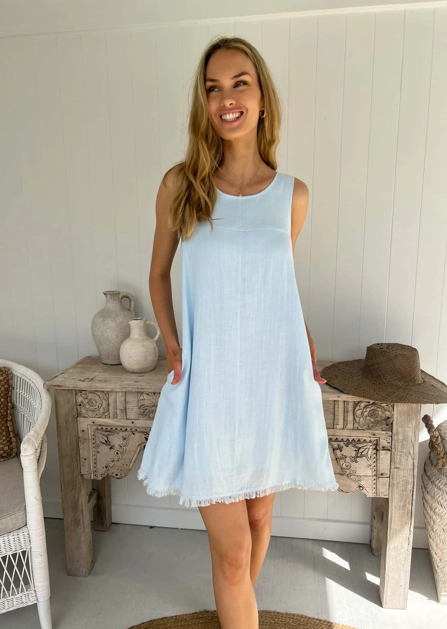 Freya Dress - Light Blue - Image 3