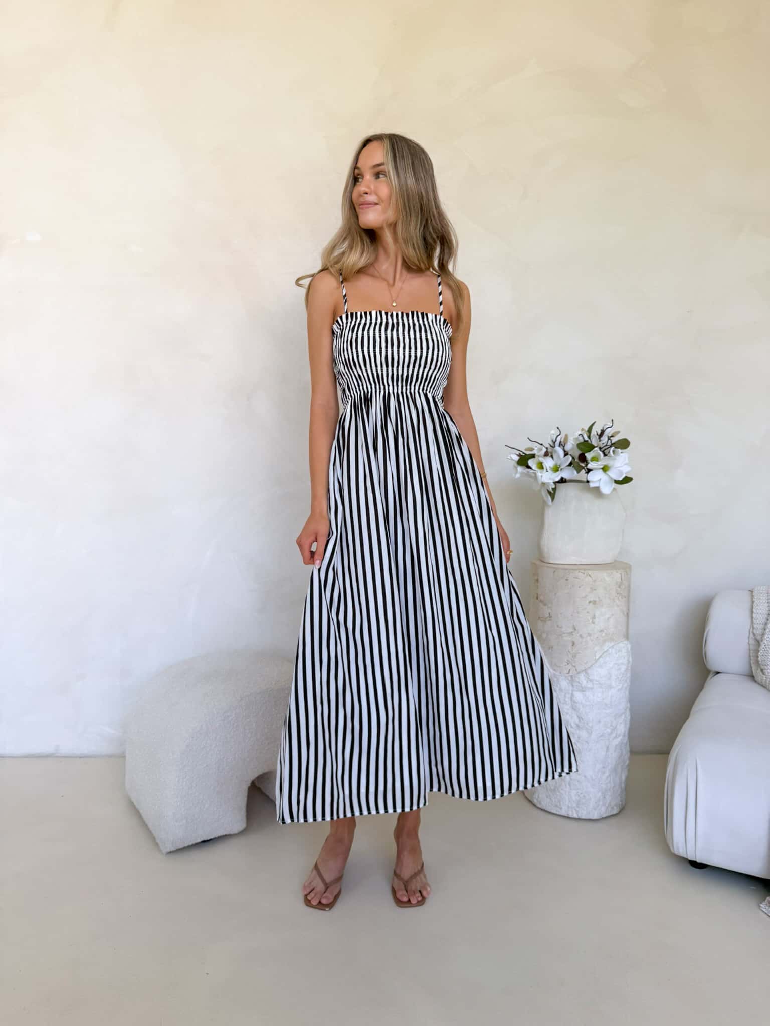 Palm Cove Dress - Black & White Stripe - Image 6