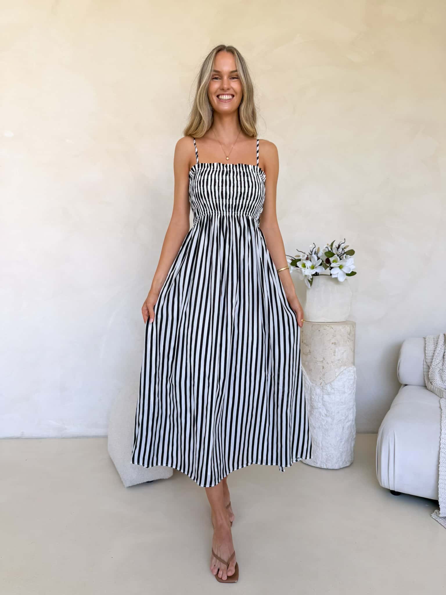 Palm Cove Dress - Black & White Stripe - Image 7