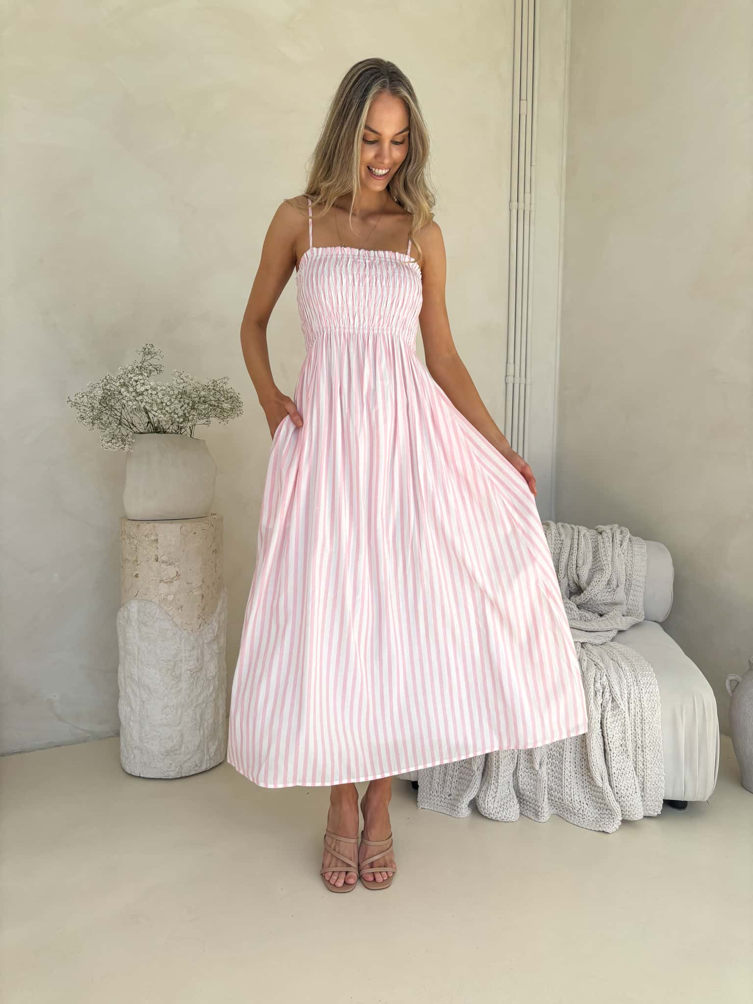 Palm Cove Dress - Pink Stripe - Image 5