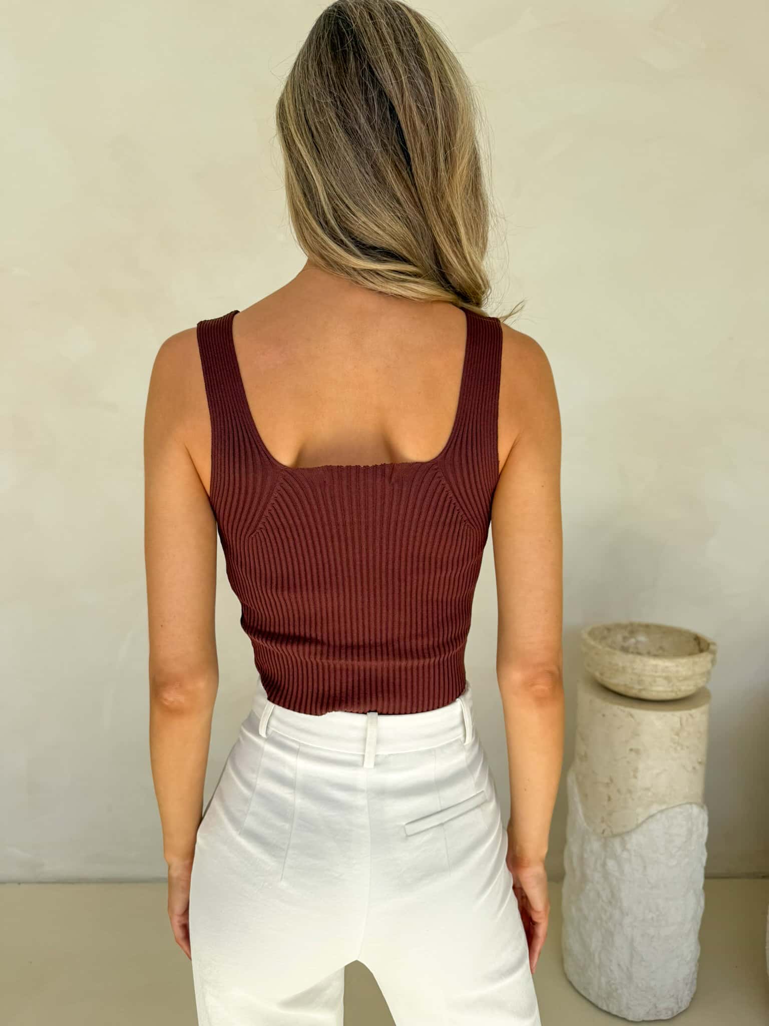 Tate Cropped Tank - Brown - Image 3