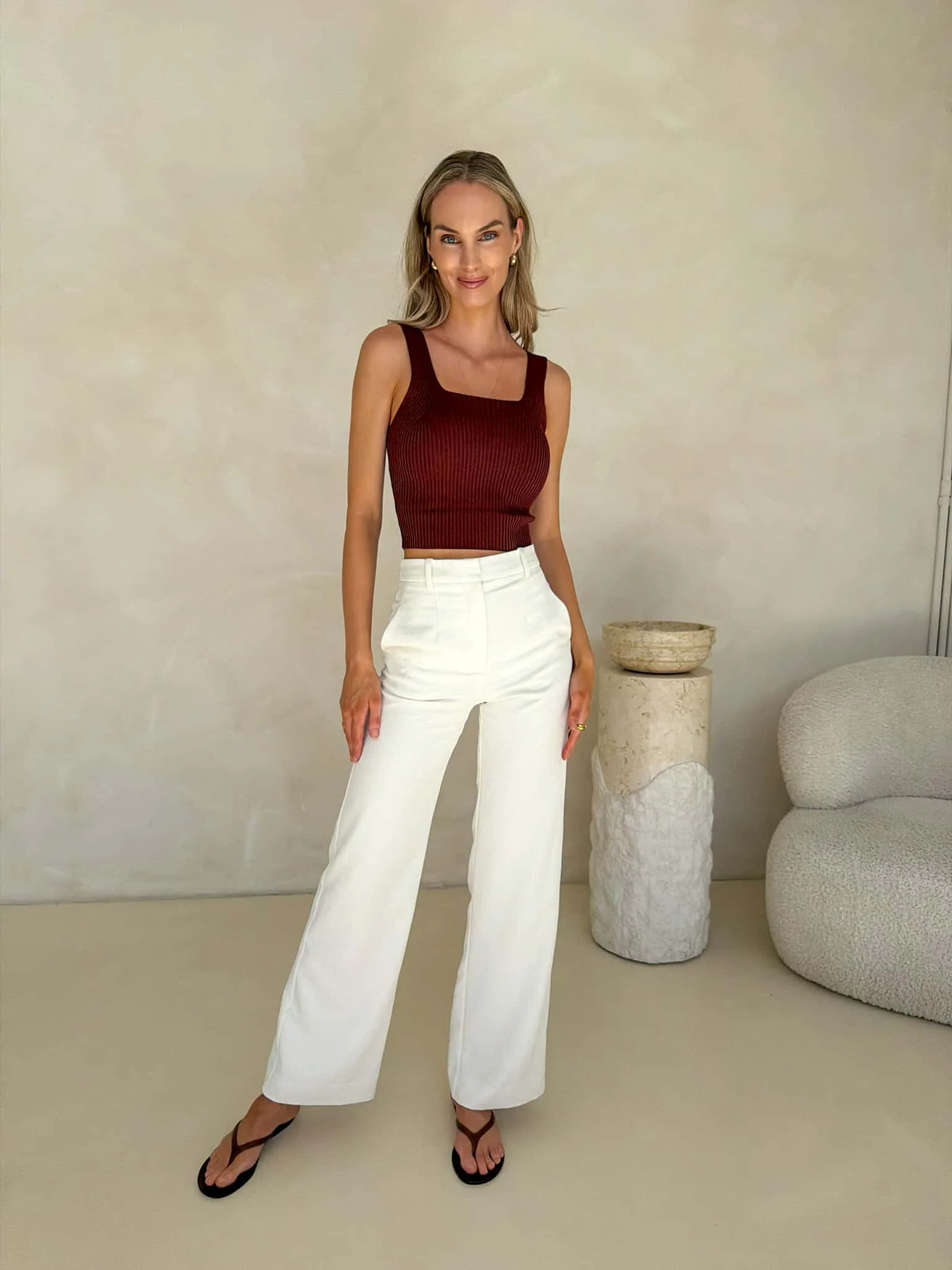 Tate Cropped Tank - Brown - Image 4